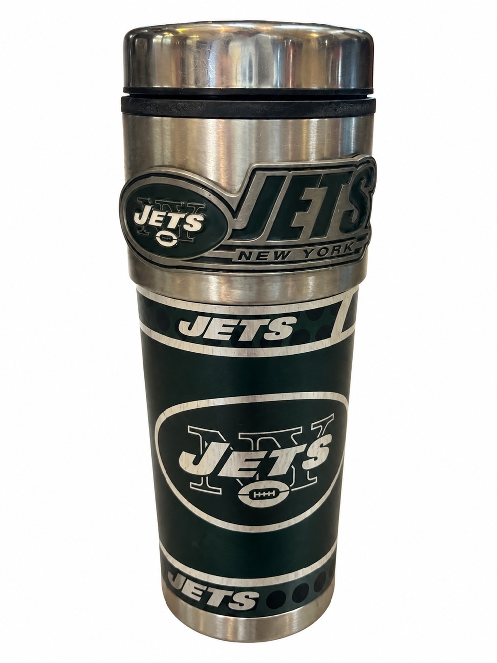 NFL New York Jets 16oz Green and Silver Travel Mug